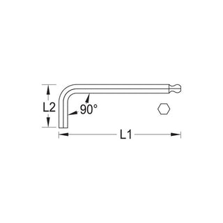 Gedore 6370840 Hexagon Allen Key, Extra Long 10 mm