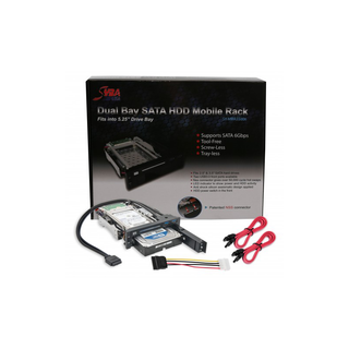 Syba SY-MRA55006 5.25" Bay Drive Tray Less Mobile Rack for 3.5" and 2.5" SATA III HDD with extra 2 port USB 3.0