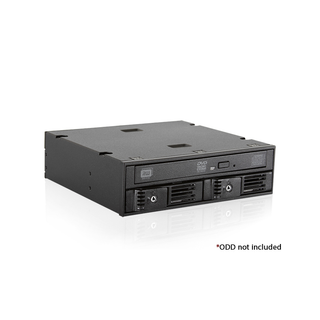 iStarUSA T-5K225T-SA Trayless 5.25" to Slim ODD and 2x 2.5" SATA 6 Gbps HDD SSD Hot-swap Rack