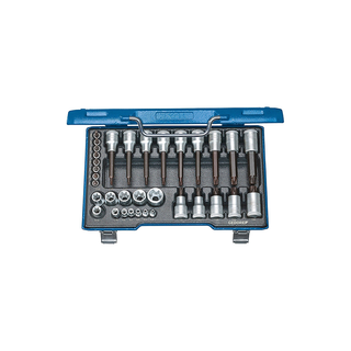 GEDORE 6129440 Screwdriver Bit, Socket Set 1/2"+1/4", TORX® (Pack of 34)