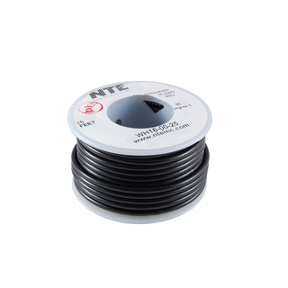 NTE Electronics WH16-00-25 Hook Up Wire 300V 16 Gauge Stranded 25' Black