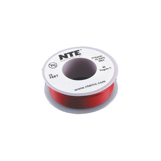 NTE Electronics WH16-02-100 Hook Up Wire 300V 16 Gauge Stranded 100' Red