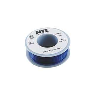 NTE Electronics WH16-06-25 Hook Up Wire 300V 16 Gauge Stranded 25' Blue