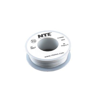 NTE Electronics WH16-09-100 Hook Up Wire 300V 16 Gauge Stranded 100' White