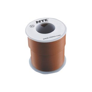 NTE Electronics WH18-01-100 Hook Up Wire 300V 18 Gauge Stranded 100' Brown