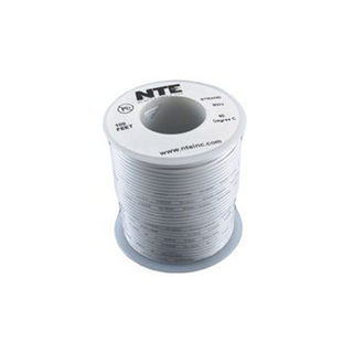 NTE Electronics WH20-09-100 Hook Up Wire 300V 20 Gauge Stranded 100' White